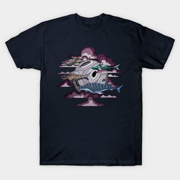 school of sharks in the sky T-Shirt by Bagaz